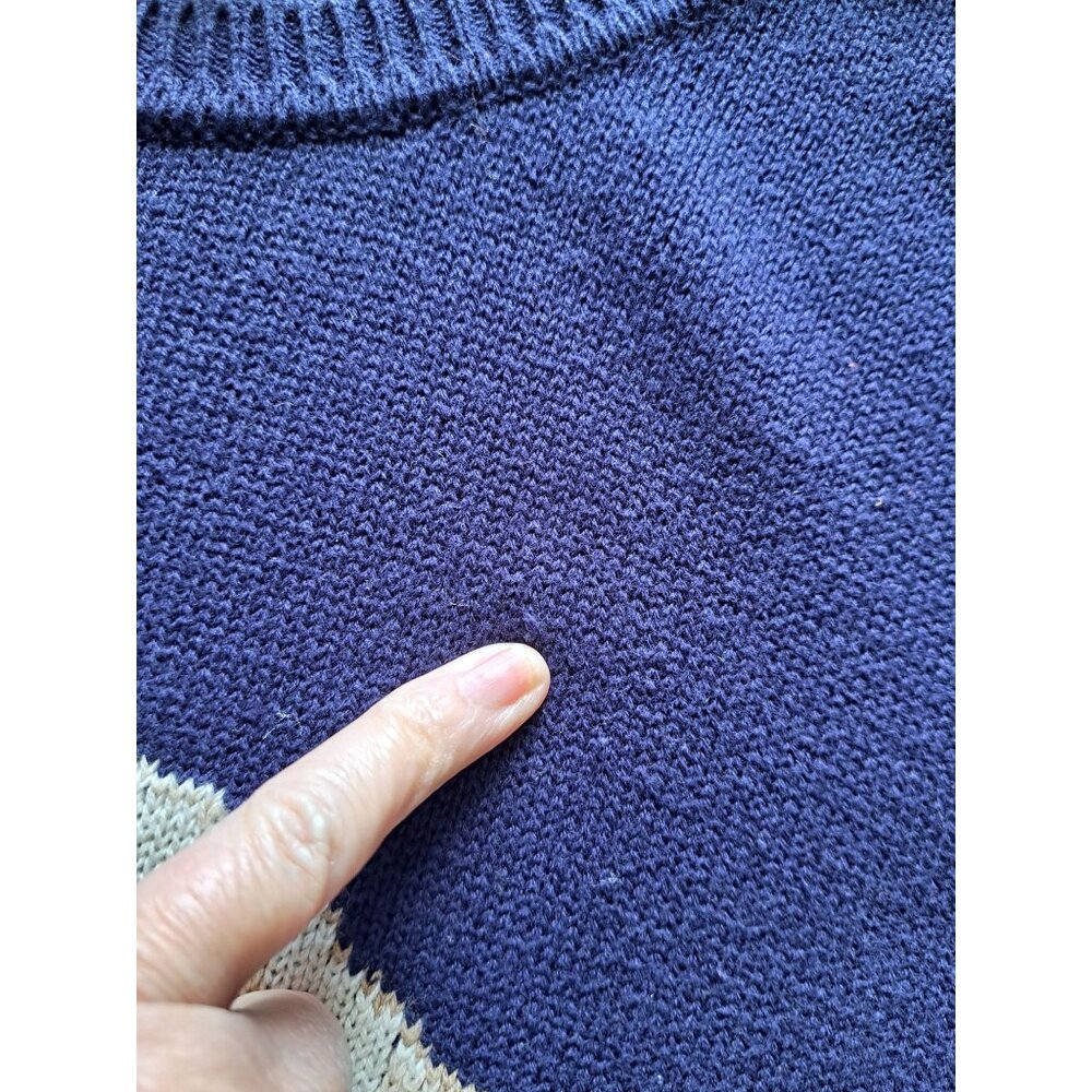 Navy Intarsia Labrador Retriever Yellow Dog Sweater Men's XL Cotton Club Room - Picture 8 of 11